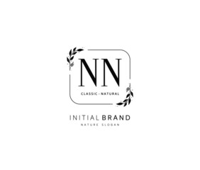N NN Beauty vector initial logo, handwriting logo of initial signature, wedding, fashion, jewerly, boutique, floral and botanical with creative template for any company or business.