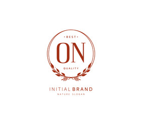 O N ON Beauty vector initial logo, handwriting logo of initial signature, wedding, fashion, jewerly, boutique, floral and botanical with creative template for any company or business.