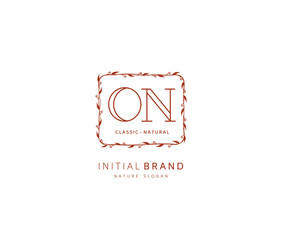 O N ON Beauty vector initial logo, handwriting logo of initial signature, wedding, fashion, jewerly, boutique, floral and botanical with creative template for any company or business.