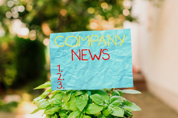 Conceptual hand writing showing Company News. Concept meaning provides news and feature articles...