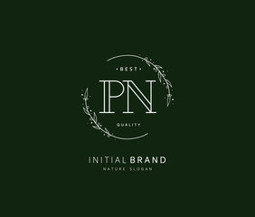 P N PN Beauty vector initial logo, handwriting logo of initial signature, wedding, fashion, jewerly, boutique, floral and botanical with creative template for any company or business.