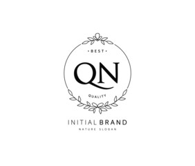 Q N QN Beauty vector initial logo, handwriting logo of initial signature, wedding, fashion, jewerly, boutique, floral and botanical with creative template for any company or business.