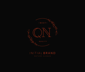 Q N QN Beauty vector initial logo, handwriting logo of initial signature, wedding, fashion, jewerly, boutique, floral and botanical with creative template for any company or business.