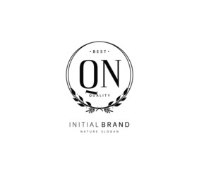 Q N QN Beauty vector initial logo, handwriting logo of initial signature, wedding, fashion, jewerly, boutique, floral and botanical with creative template for any company or business.