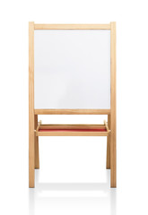 Whiteboard stand mockup template isolated on white background (clipping path) with empty copy space for adding text message