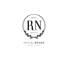 R N RN Beauty vector initial logo, handwriting logo of initial signature, wedding, fashion, jewerly, boutique, floral and botanical with creative template for any company or business.