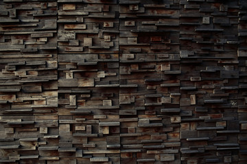 Wooden blocks stacked as wall,background.