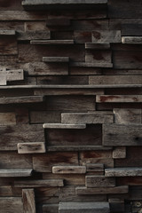 Wooden blocks stacked as wall,background.