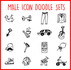 Male line Icon Doodle Sets