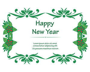 Beautiful green leafy flower frame, for design of card happy new year. Vector