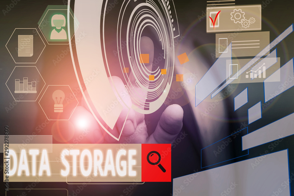 Poster handwriting text writing data storage. conceptual photo the act of archiving data in electromagnetic