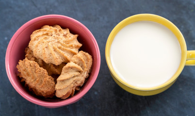 cookies with milk in the early morning