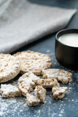 milk in a cup with cookies