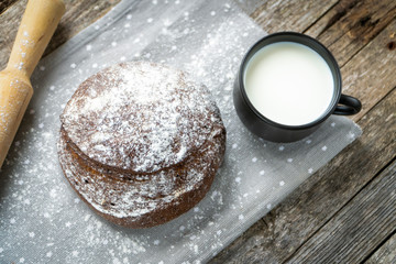 Fresh black bread from the oven