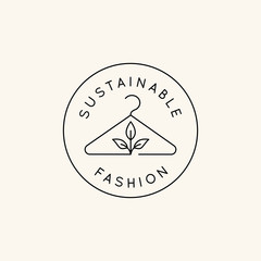 Vector logo design template and emblem in simple line style - sustainable fashion badge - obrazy, fototapety, plakaty