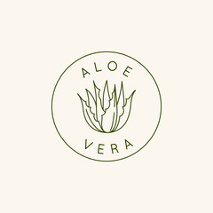 Fototapeta premium Aloe vera - mblem and badge for natural cosmetics