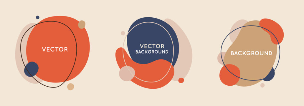 Vector set of abstract creative backgrounds in minimal trendy style with copy space for text