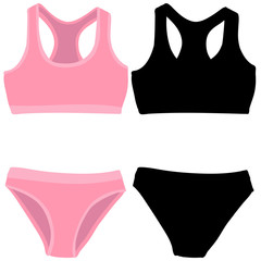 vector, isolated, lingerie, underpants and bra with silhouette