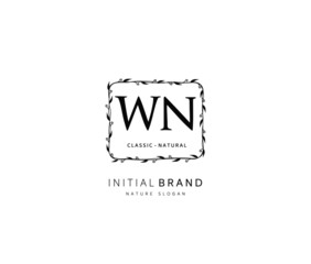 W N WN Beauty vector initial logo, handwriting logo of initial signature, wedding, fashion, jewerly, boutique, floral and botanical with creative template for any company or business.