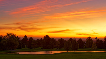Sunrise over golf club