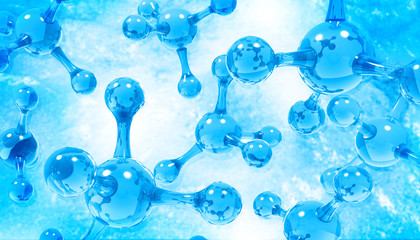 Atom Molecules on sicience background. 3d illustration .