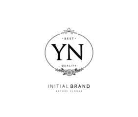 Y N YN Beauty vector initial logo, handwriting logo of initial signature, wedding, fashion, jewerly, boutique, floral and botanical with creative template for any company or business.