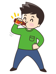 栄養ドリンクを飲む若い男性