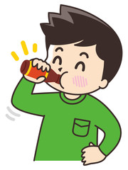 栄養ドリンクを飲む若い男性