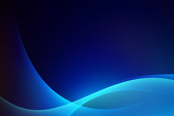 Abstract light blue curve on dark background, copy space composition.
