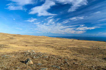 Tazhenranskaya steppe on the west coast of Lake Baikal, Siberia