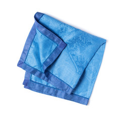 Single folded blue linen napkin