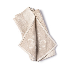 Single folded beige linen napkin