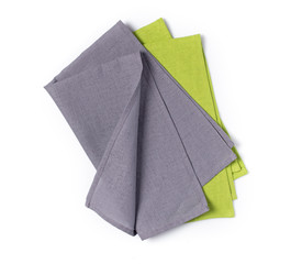 Folded green and gray linen napkin