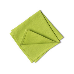 Naklejka premium Single folded green linen napkin