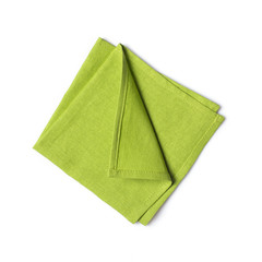 Single folded green linen napkin