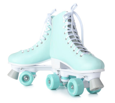 Vintage roller skates on white background Stock-Foto | Adobe Stock