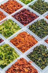 freeze-dried vegetables and herbs for cooking various dishes