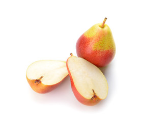 Sweet ripe pears on white background