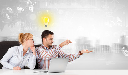 Front desk office with new idea and global database concept