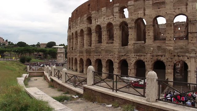 People walking at the foot of the Colosseum-Coliseum