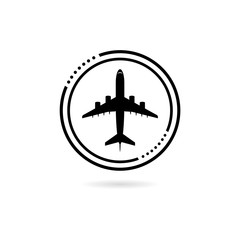 Airplane Icon With Circle icon isolated on white background