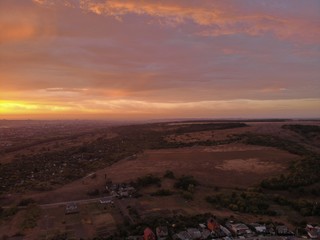Fototapeta premium Aerial photos of sunrise. Beautiful sunset sky.