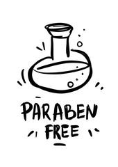 Paraben free icon cosmetic label. logo skincare health safe product with no paraben