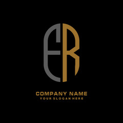 FR minimalist letters, with gray and gold, white, black background logos