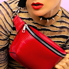 Fashion Swag Luxury Stylish accessories. Clutch and choker. Red accent