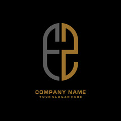 Obraz premium FZ minimalist letters, with gray and gold, white, black background logos