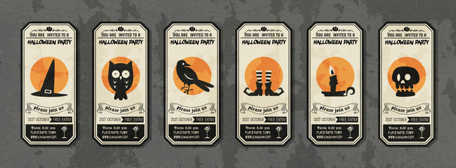 Halloween vector label with cute character