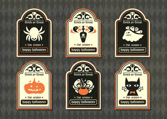 Happy halloween vector greeting card.