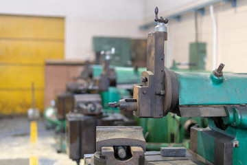 Fototapeta na wymiar drilling, milling ,turning equipment machinery factory old