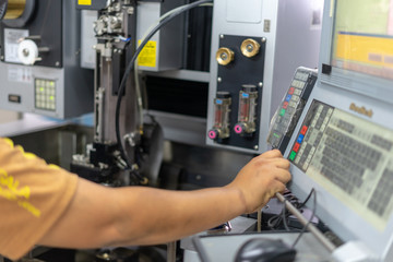 CNC wire cut machine cutting high precision mold parts 